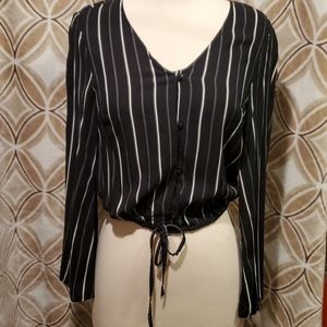 Arizona Black White Long Sleeve Top Junior's Small